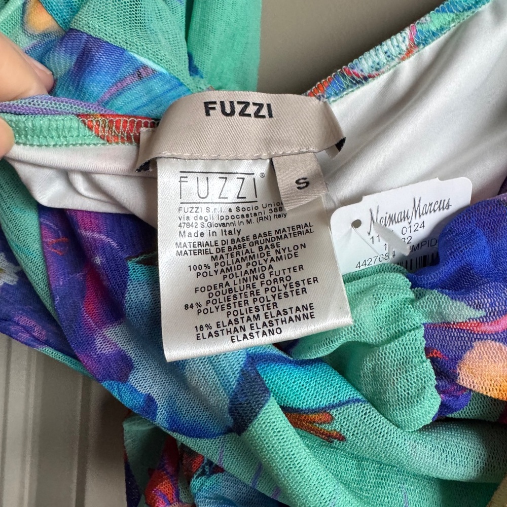 Fuzzi  Dress Tropical Ruched Mesh Mini - Picture 2 of 5